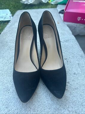 Vince Camuto Black Suede Pointed-Toe Pumps